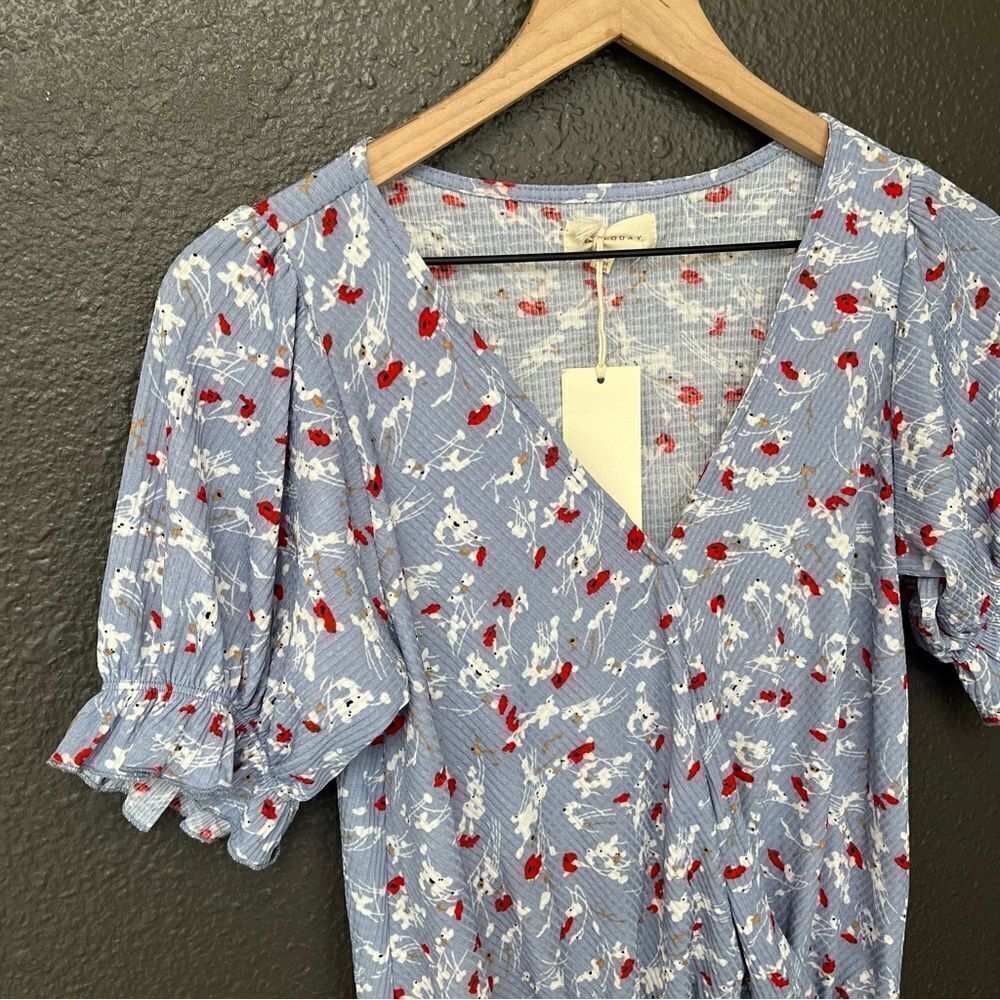 MELLODAY Ruffle Sleeve Faux Wrap Top - Picture 3 of 10